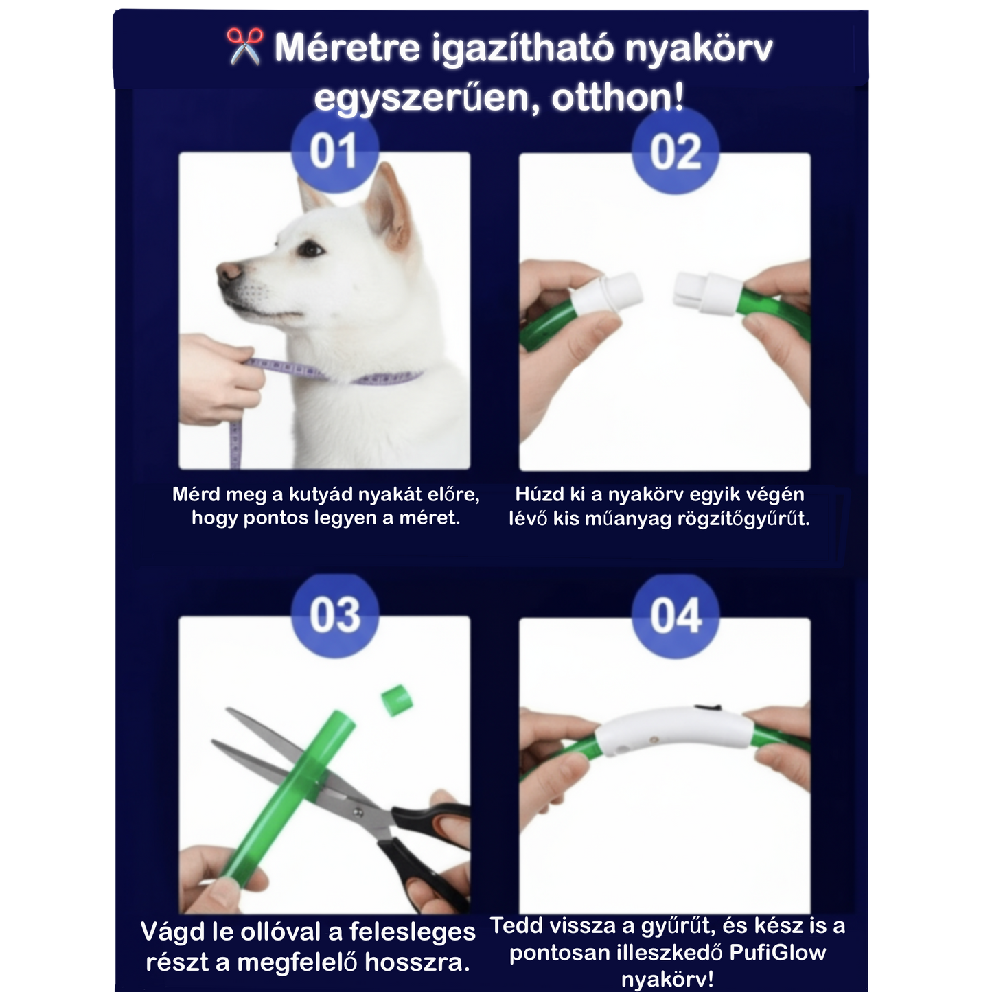 🐶PufiGlow™ LED-es Kutyanyakörv – Világítsd be a sétát!
